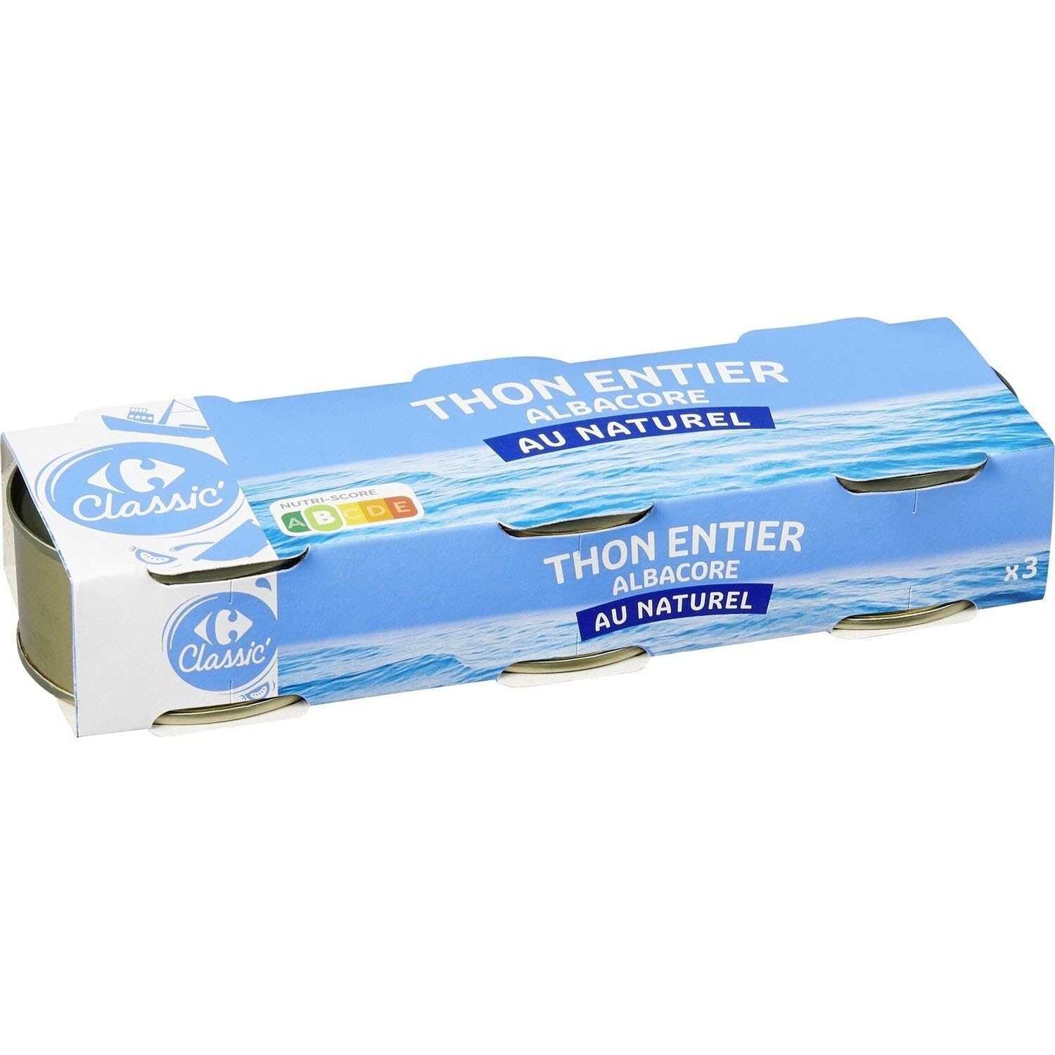 Repas pratiques et savoureux avec le thon entier albacore au naturel CARREFOUR, format malin 3x56g pour toute la famille - Lot de 4