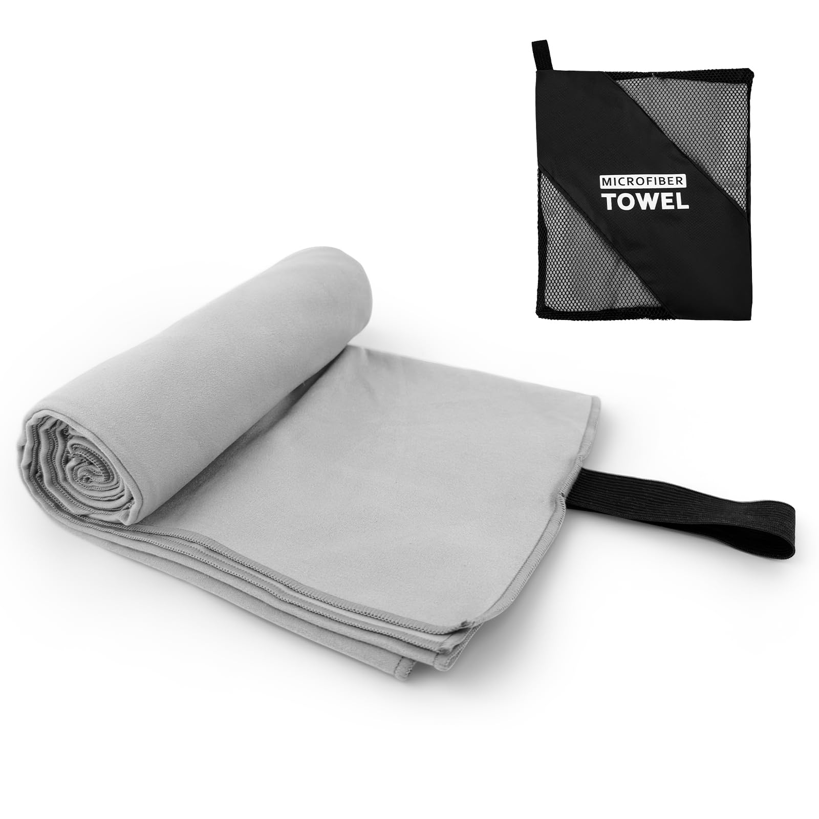 Yaozoon Camping Towel XL Size Microfiber Quick Dry for Men Women Hiking Beach Swimming Pool Travel Body Yoga Mat Towels(Light Grey, 1 Pack XL)