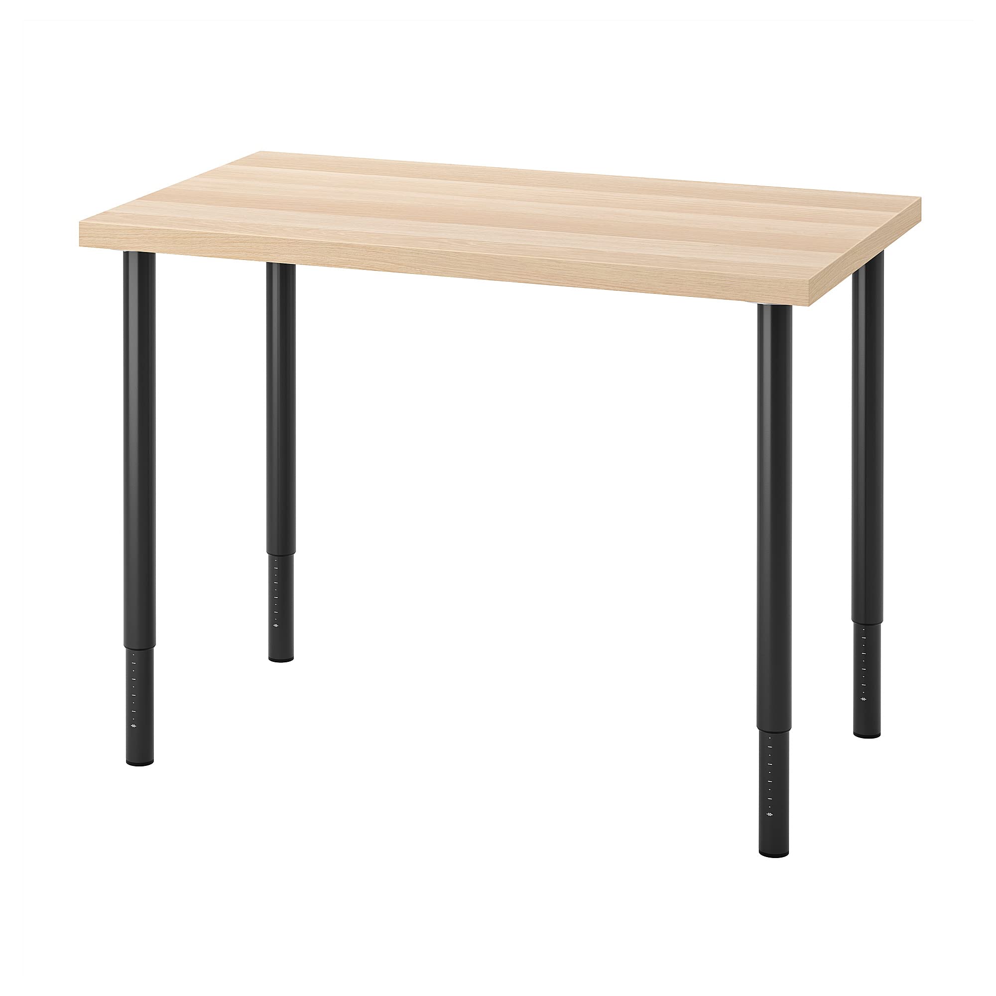 OLOV/LINNMON desk, 100x60 cm, white stained oak effect/black