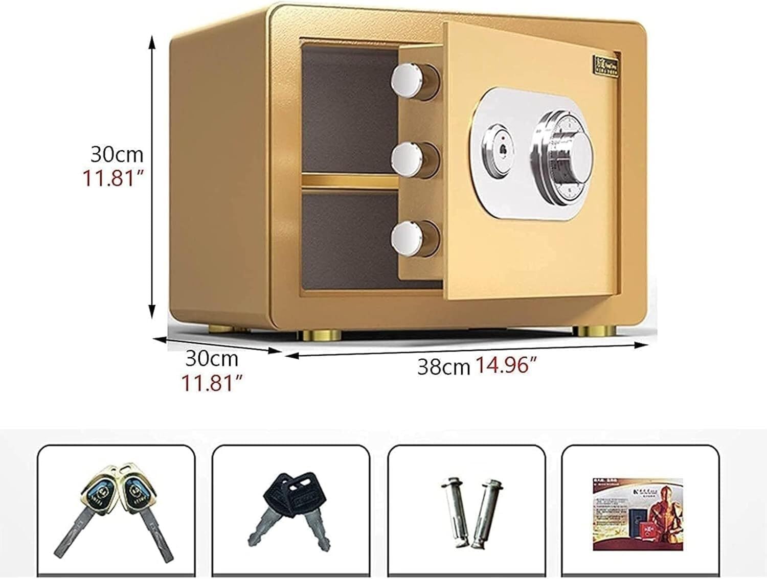 Coffre-fort numérique sécurisé pour la maison et le bureau – Armoire en acier Cact avec serrure à combinaison, ignifuge et étanche, parfait pour les objets de valeur et les documents confidentiels (h