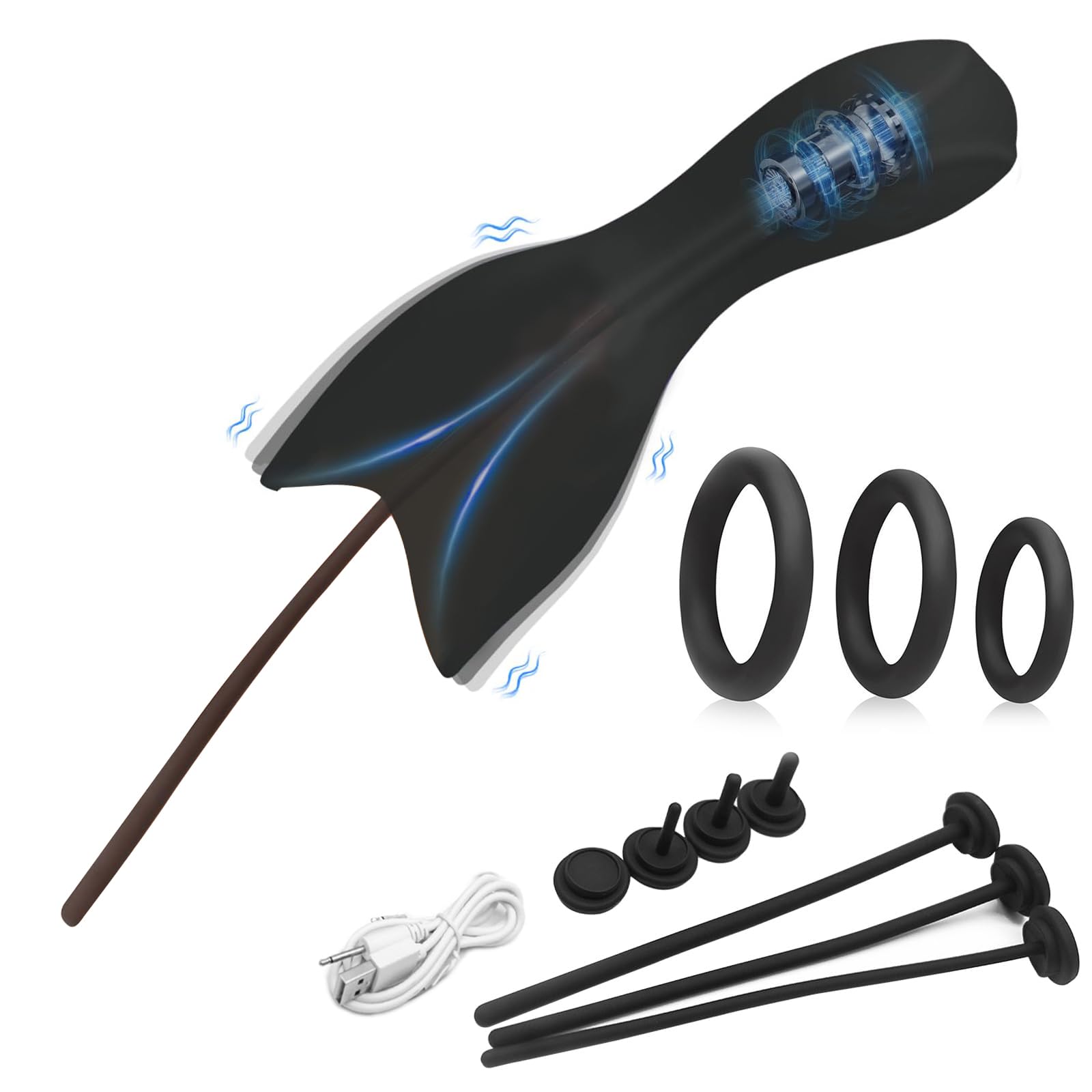 BDSMYEE Ensemble de Dilatateurs Urétraux Électriques en Silicone Homme, 10 Modes de Vibration, 6 Tailles de Plugs Urétraux, Vibrateur Urétral Jouet Sexuel pour Homme