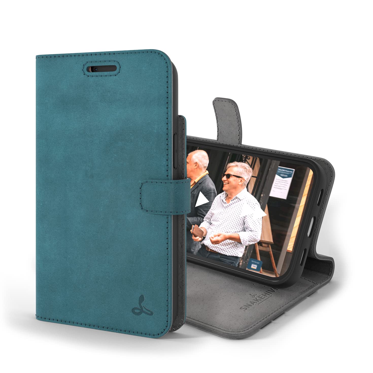 Snakehive iPhone 13 Leather Case Genuine Leather Wallet Phone Case with  Card Holder Flip Folio Case/Cover with Stand Compatible with iPhone 13