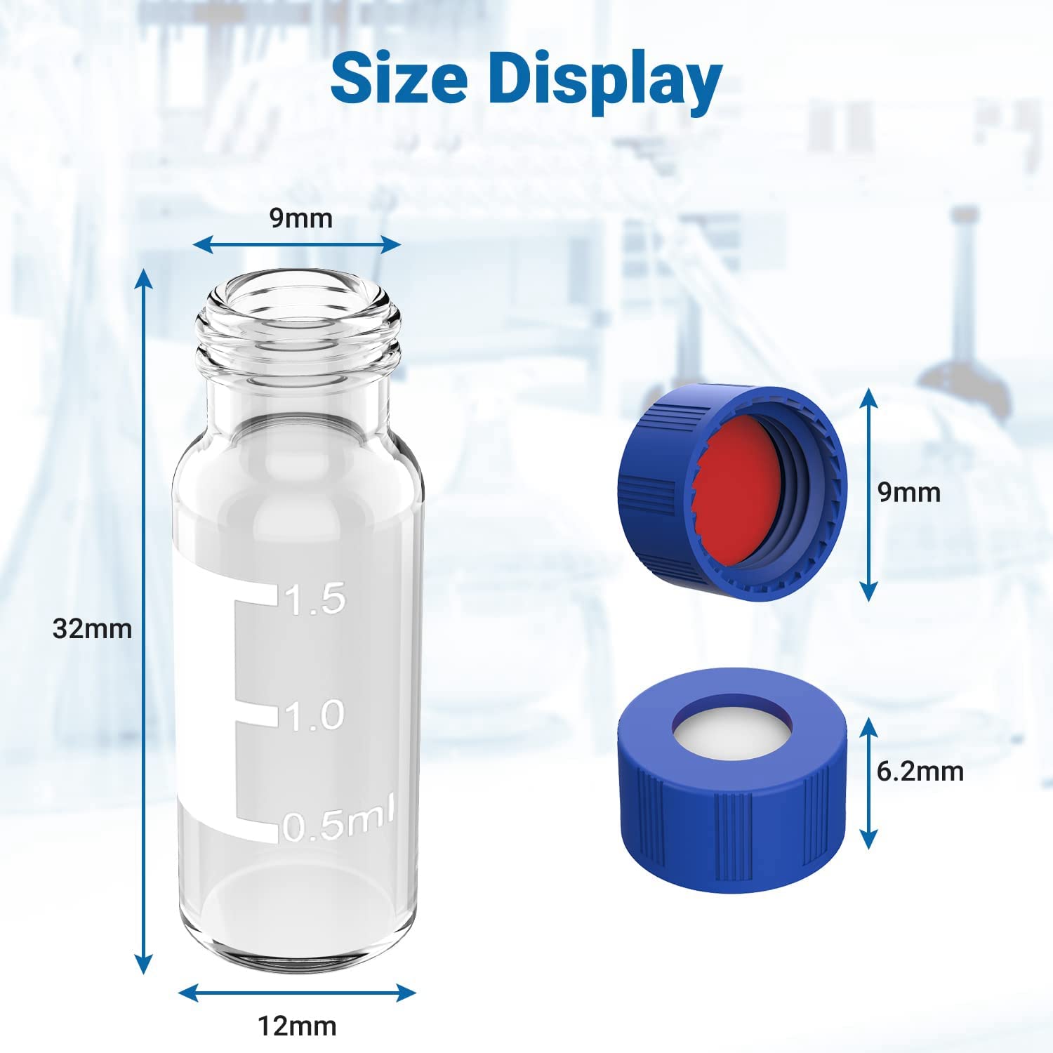 2 Ml Autosampler-FläSchchen, 100 StüCk - HPLC-FläSchchen 9-425 Klare FläSchchen mit Blauen Schraubkappen, Rot-WeißEn Septen