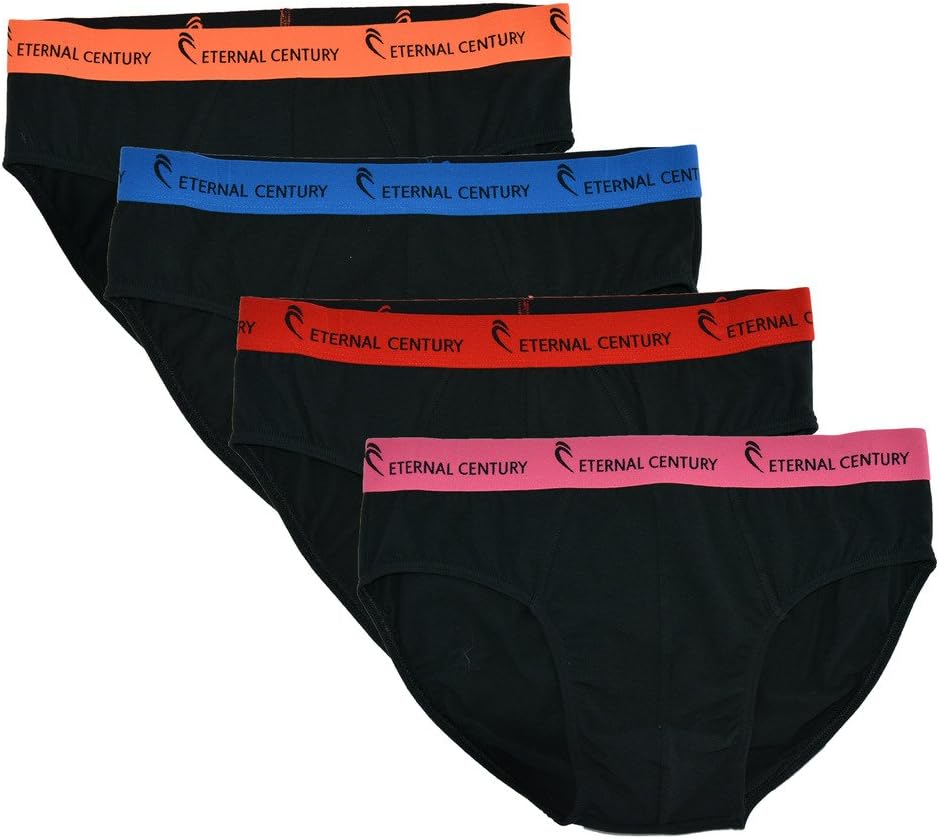ETERNAL CENTURY Mens Underwear Soft Cotton Full-Cut Briefs (4-Pack)
