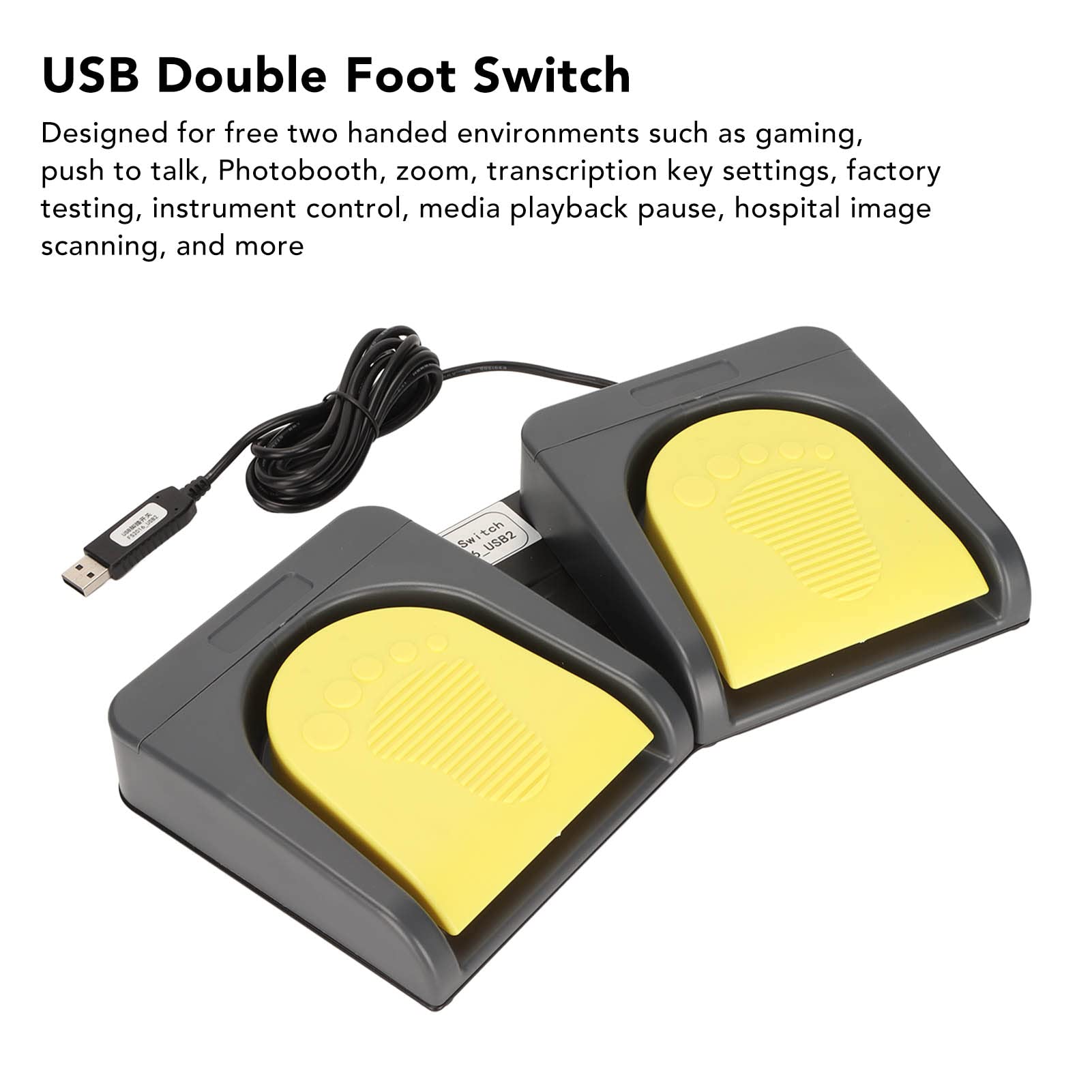Elprico Pedal de Pie USB, Interruptor de Pie Doble Interruptores Mecánicos de Dos Pedales Controlador Midi Interruptor de Pie Doble USB Programable