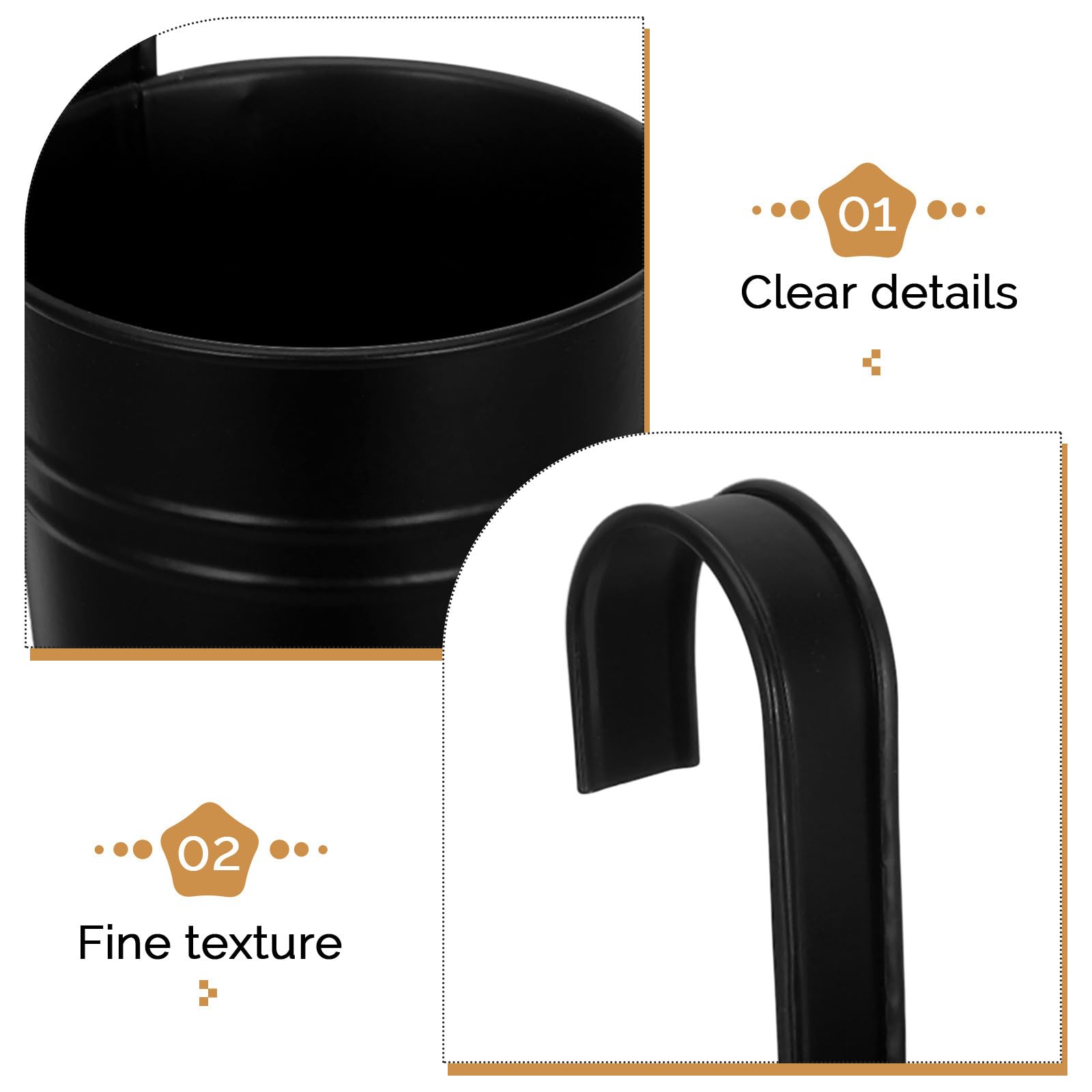 Abaodam 6 Vasi Sospesi in Metallo Nero, Piccola Fioriera Sospesa Foro Drenaggio, Portavasi da Esterno per Balconi e Recinzioni, Set da 6 per Decorazioni Giardino