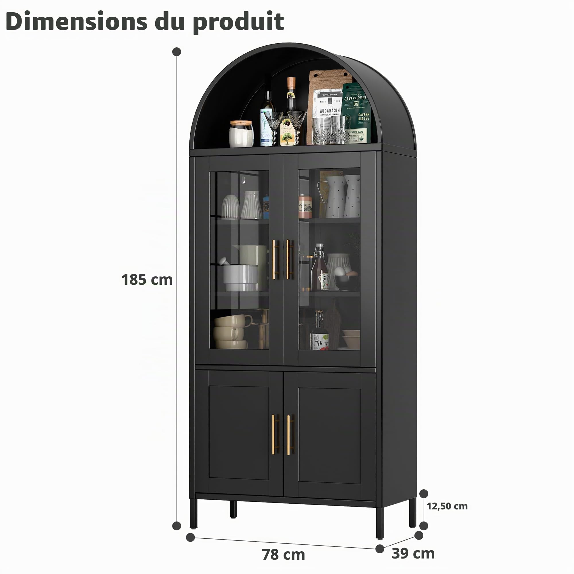 SUPEER Buffet Vitrine en Métal avec Dôme Arrondi