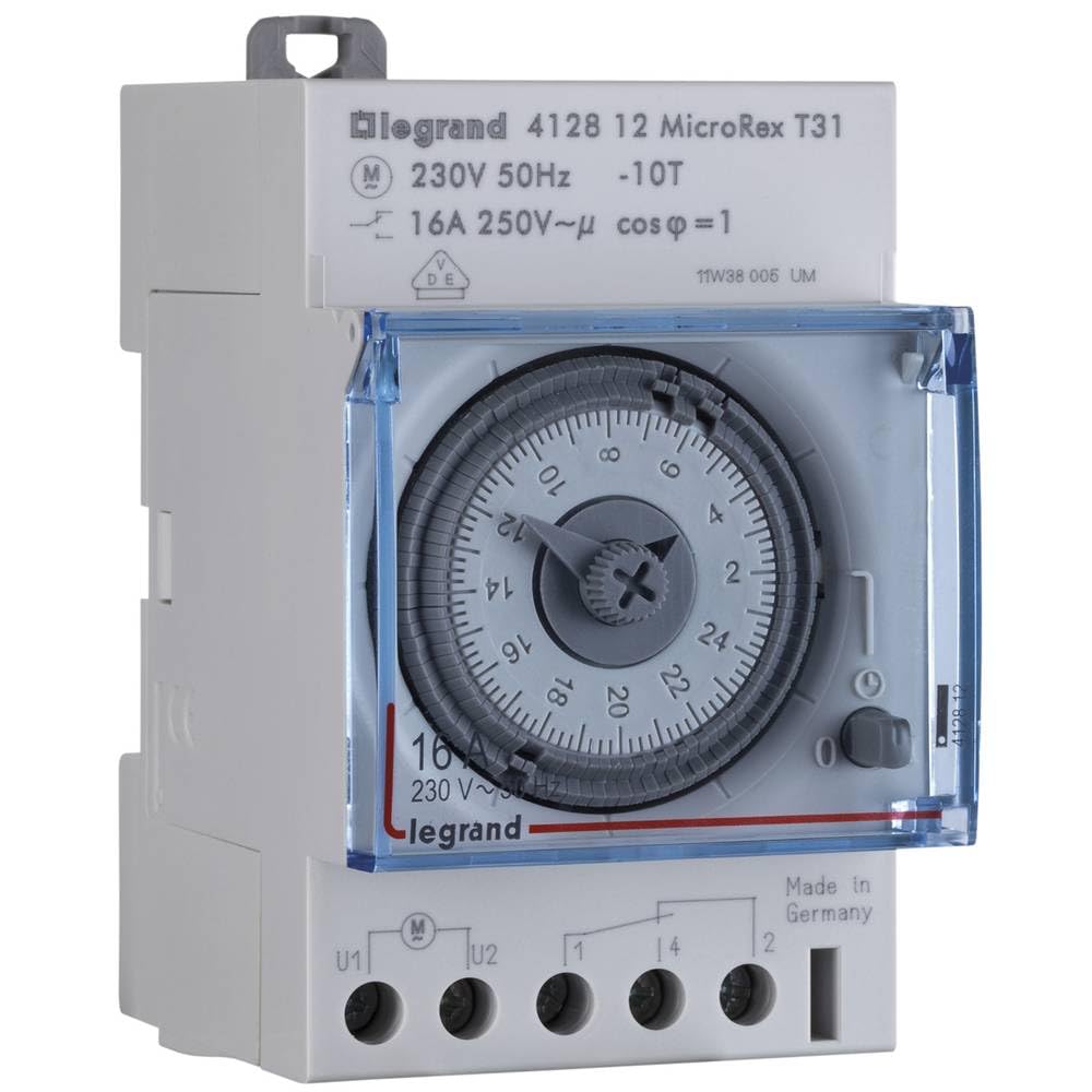 Legrand 412812 MicroRex T31 Mechanical Clock Timer with 24-Hour Programme (Series Mounting Timer for Top Hat Rail, 3-Module)-image-47