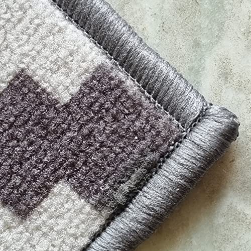 Image of Matz&More Anti Slip Kitchen Runner & Doormat Combo (50x120cm + 40x60cm), Nylon Tufted Floor Mat with Rubber Backing, Carpet for Kitchen, Hallway, Entrance & Bedside, Pattern Grey Offwhite
