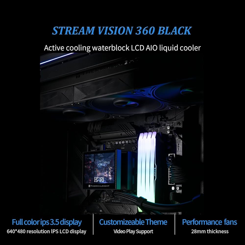 STREAM VISION 360 マザー用ファン付き360mm水冷クーラー Amazon.com: Thermalright Stream Vision 360 Black-360mm AIO