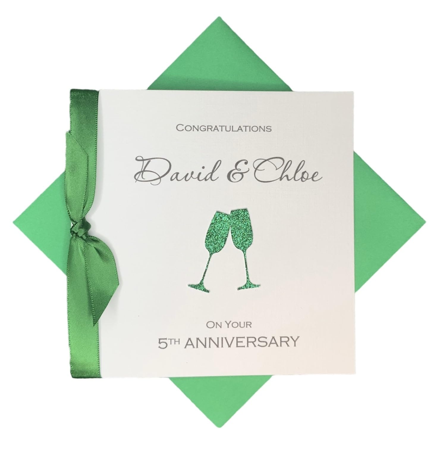 5th Anniversary Card - Wood 5 Year Fifth Wedding Anniversary Greeting Card, Personalised Gift for Wife Husband Couple Friends - Various Designs (Champagne) โ image 1