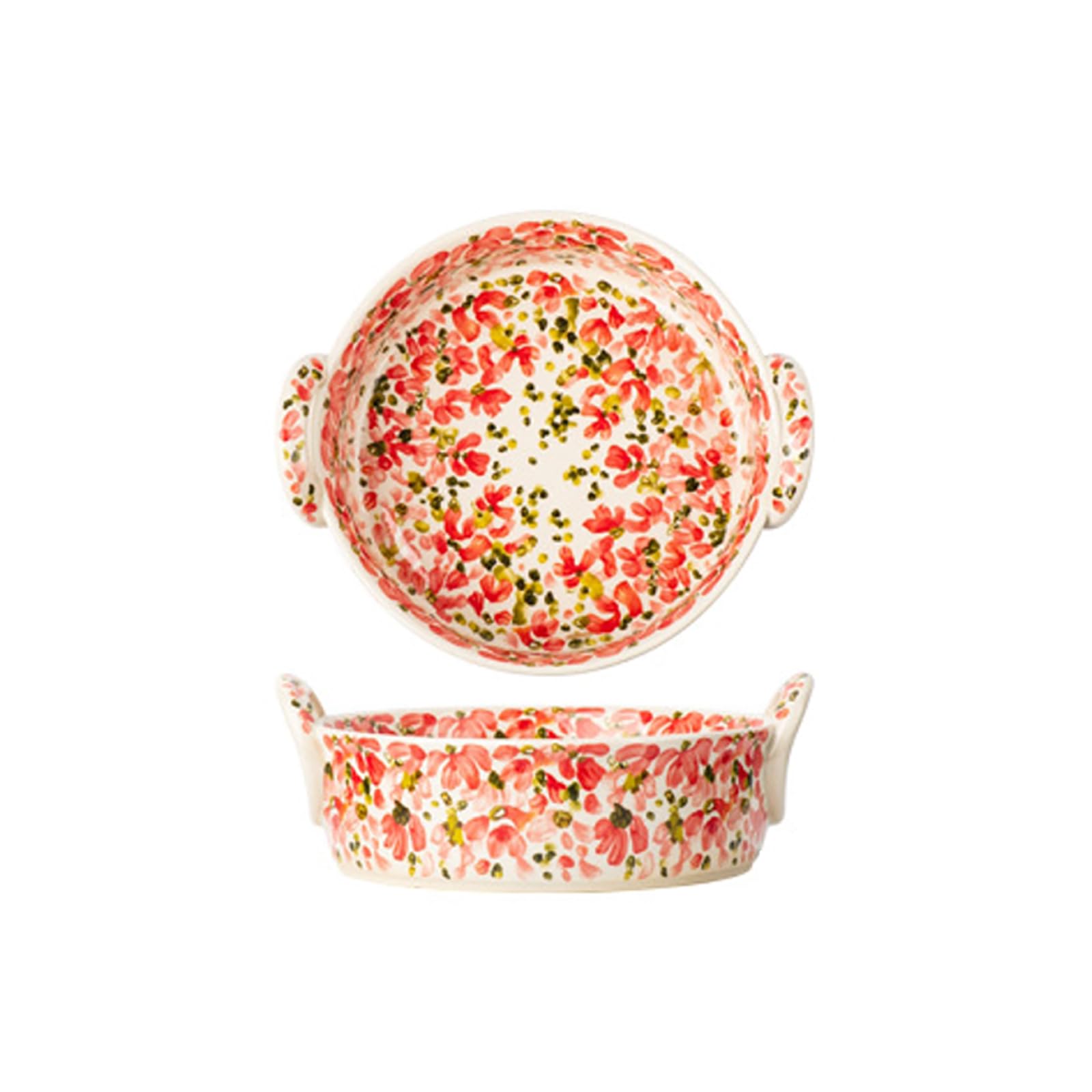 Bol de cuisson rond en céramique fleur rouge de table et cuisine