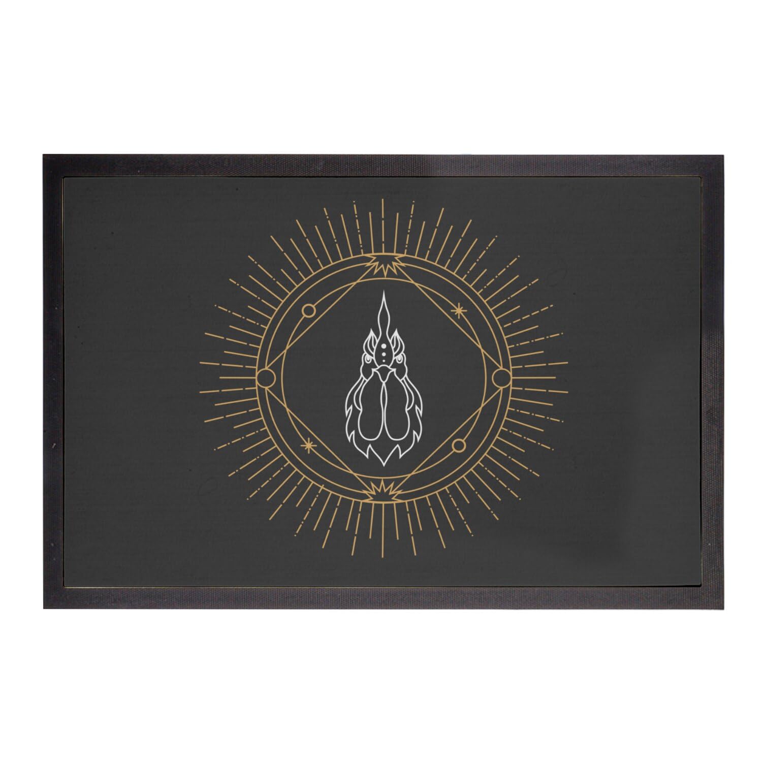 Paillasson noir coq décoration entrée maison tapis horoscope chinois 75x50
