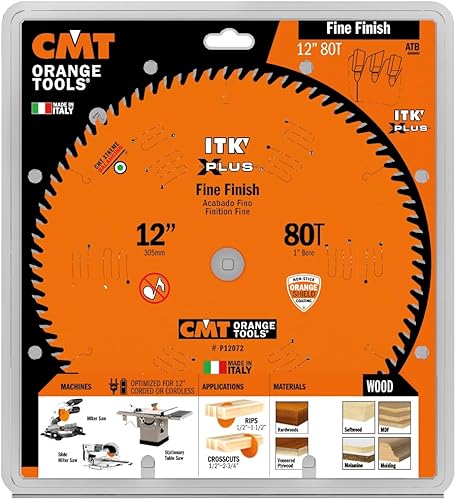 Miniatura 4 de CMT P12072 ITK Plus Hoja de sierra de acabado, 12 x 72 dientes, 10 ATB+cizalla con orificio de 1 pulgada
