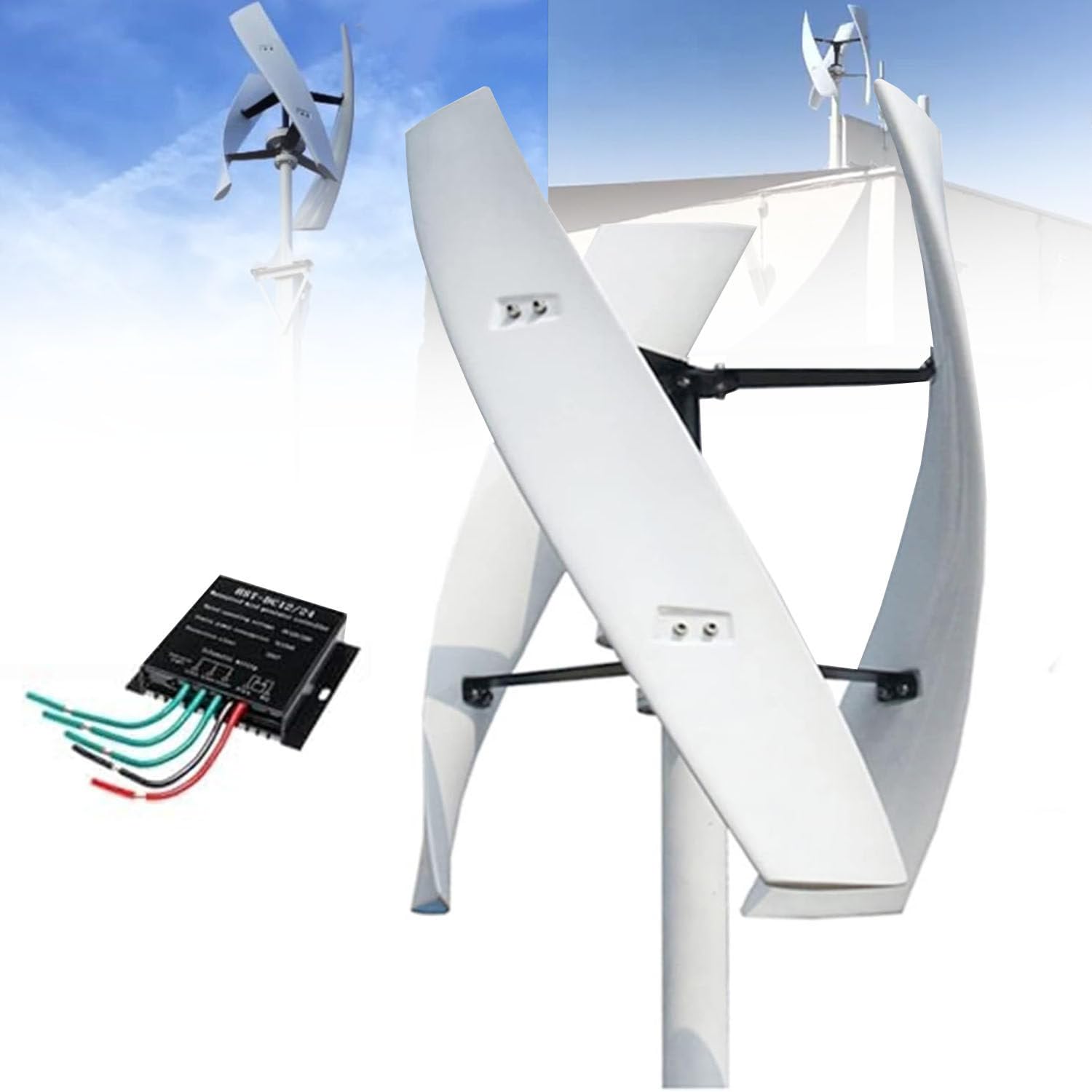 Aerogenerador de Eje Vertical de 3000 W, 6000 W, 9000 W, 12000 W y 15000 W, 220 V, 12 V, 24 V y 48 V, con levitación magnética y Controlador MPPT para alumbrado público doméstico 6000W-48V