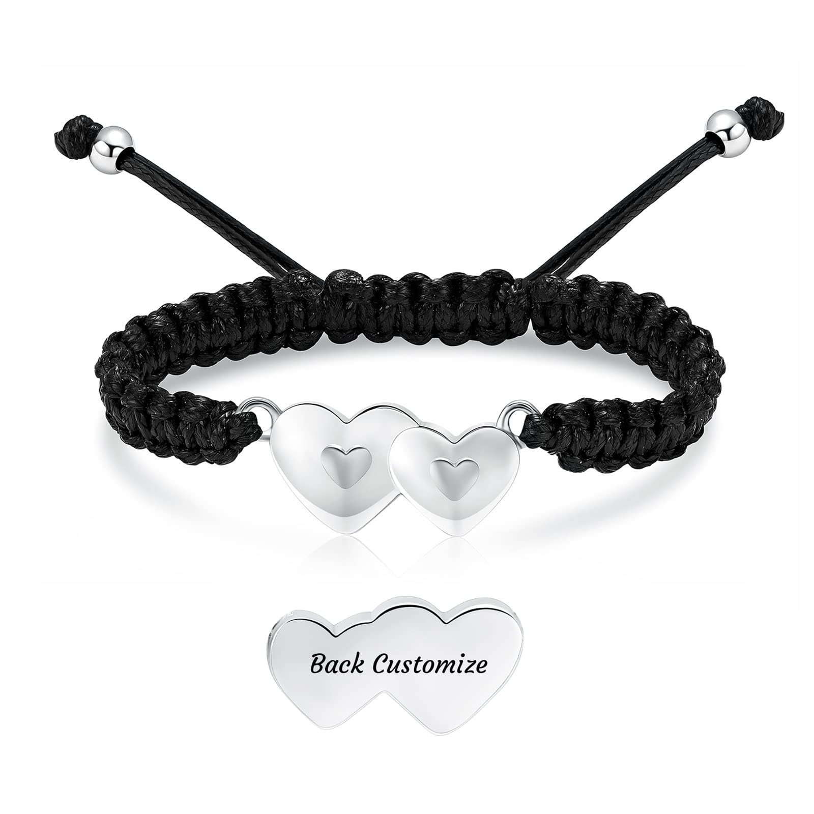 Pulsera Conmemorativa De Doble Corazón Para Cenizas, Joyería De Acero Inoxidable 316L Para Recordar A Seres Queridos O Mascotas, Regalo Funerario Personalizable