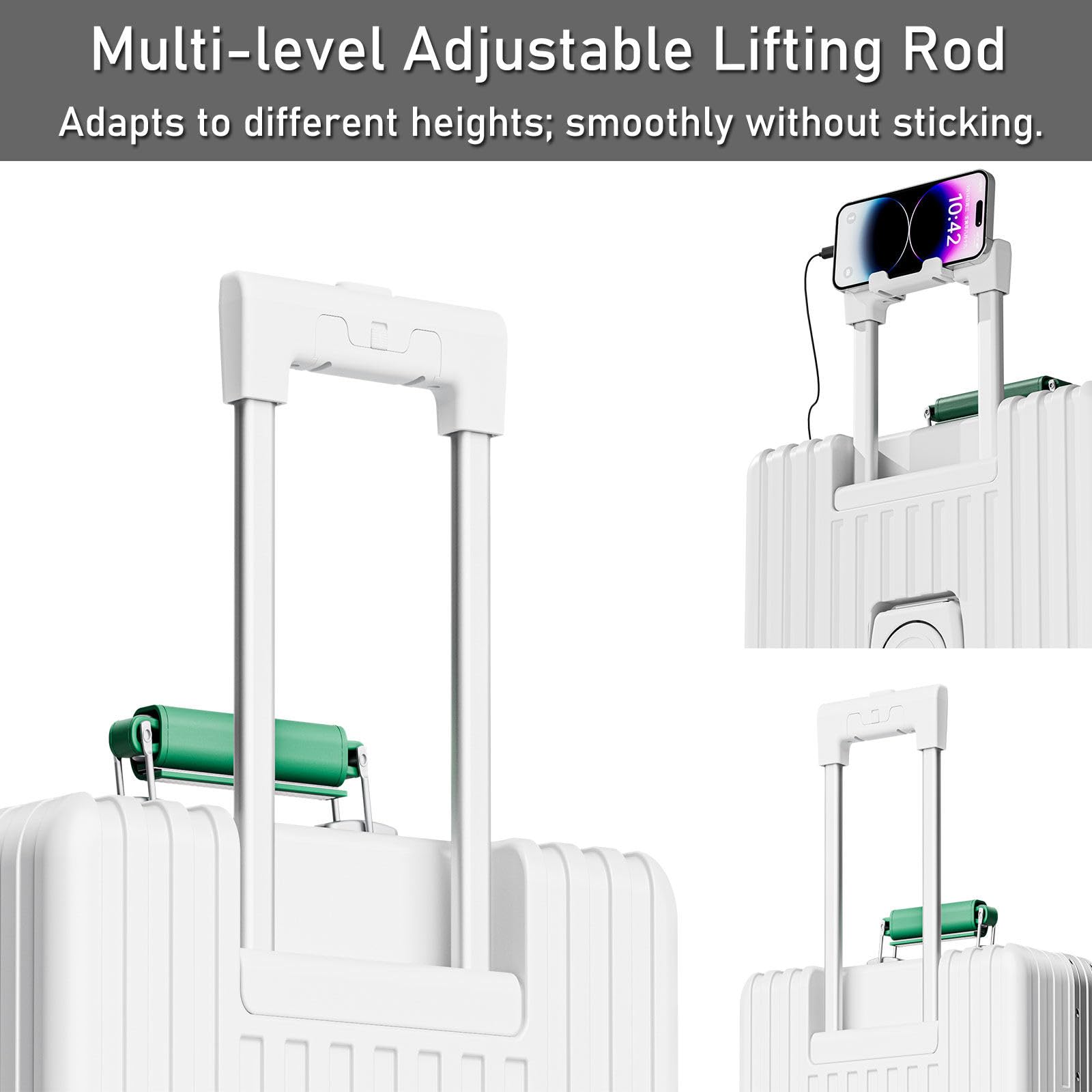 LEOVEN Valigia Trolley Rigido, Caricamento Frontale, LS-2518A, Manico in PU Colorato, Telaio in Lega di Alluminio, Portabicchieri, USB, Ruota Silenziosa con Freno e Ammortizzatore, Serratura TSA