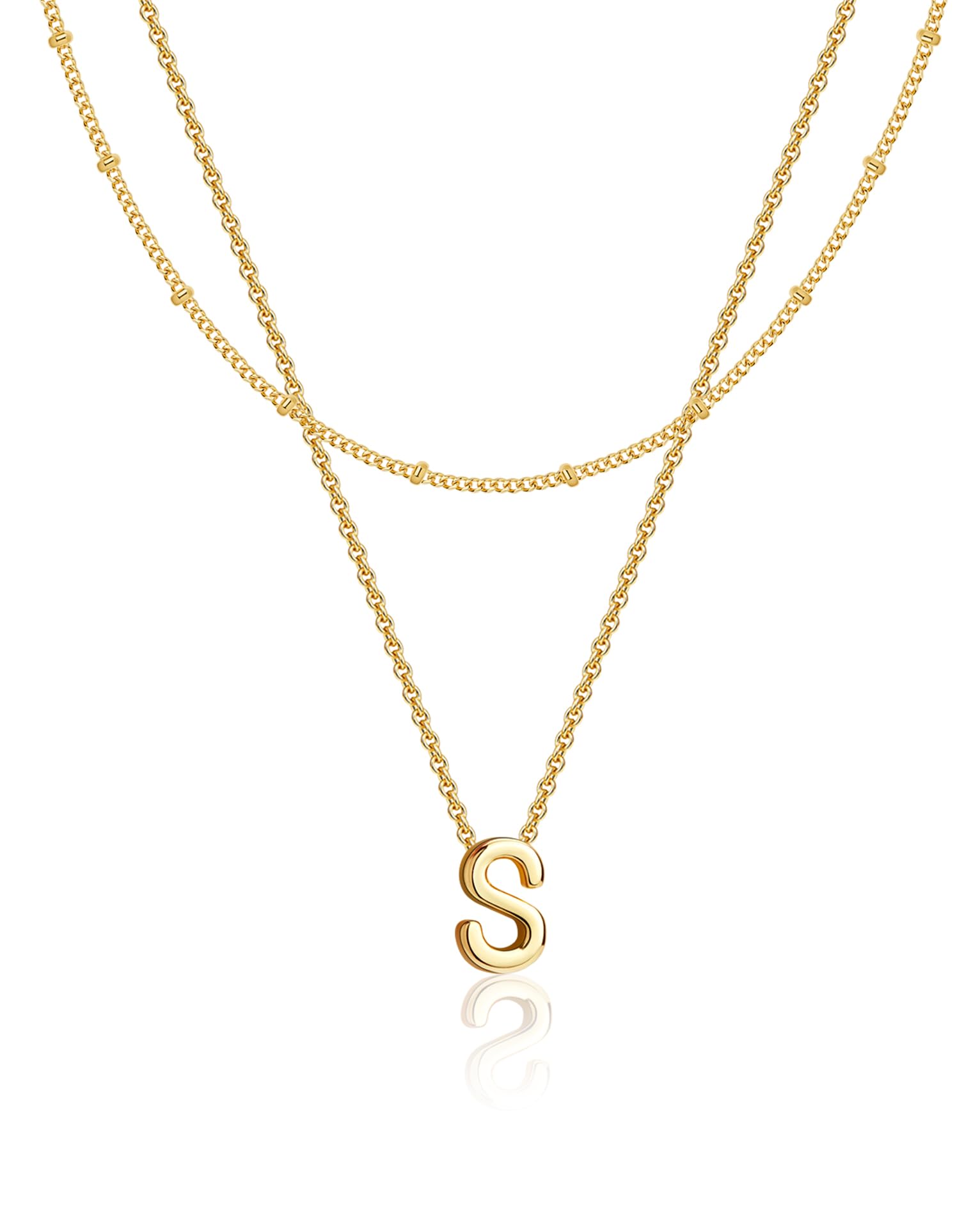 Initial Necklaces for Women 14K Gold Silver Plated Letter Jewelry Non Tarnish Layered Dainty Cute A-Z Pendant Choker Necklace Waterproof Trendy Name Necklace Personalized Jewelry Gift for Women
