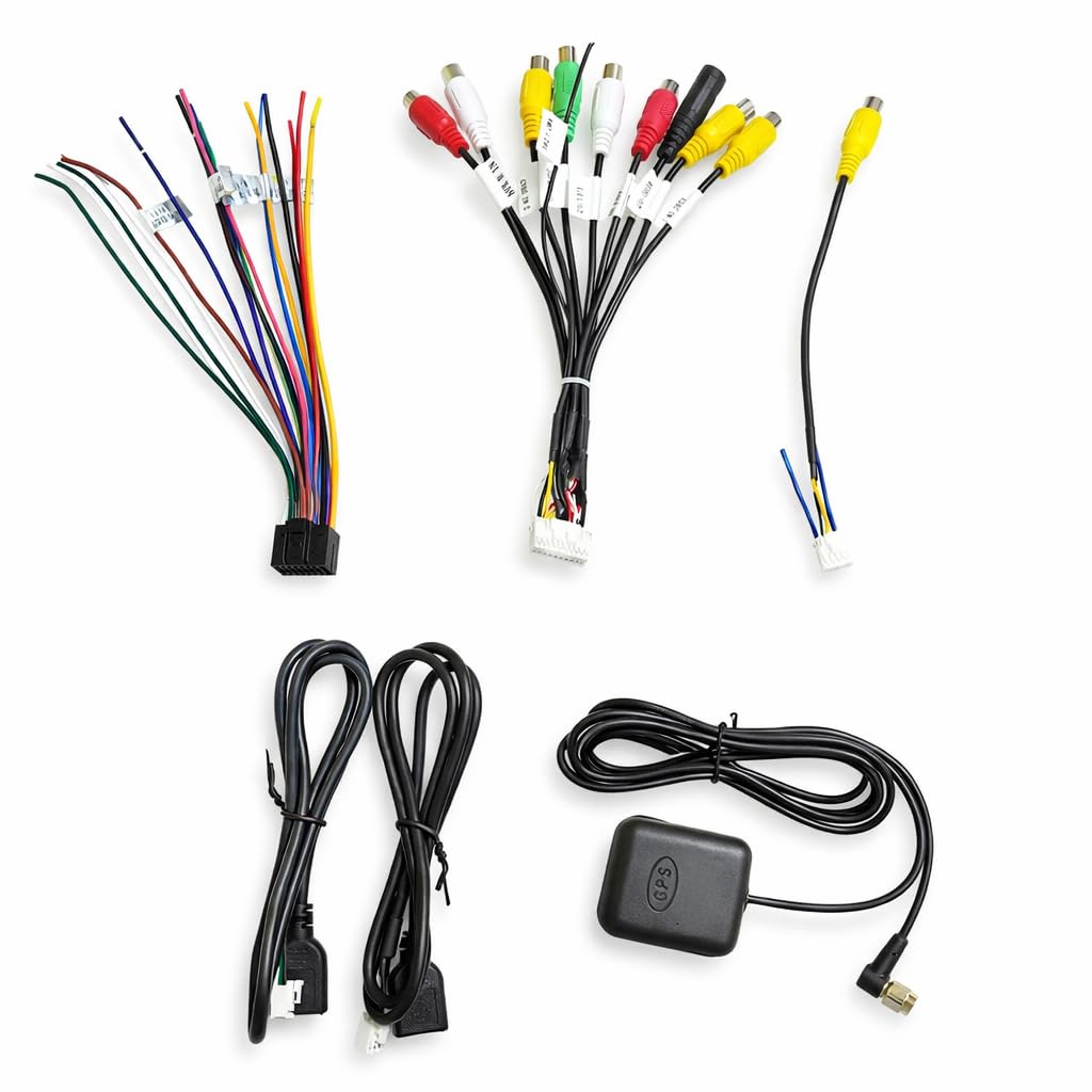 Android Car Stereo Wiring Harness Kit with 10/20 Pin RCA Back Camera Adapter, 4/6 Pin USB Cable, GPS Antenna, External Microphone & CAM-IN Wire – Universal Plug & Play-image-41