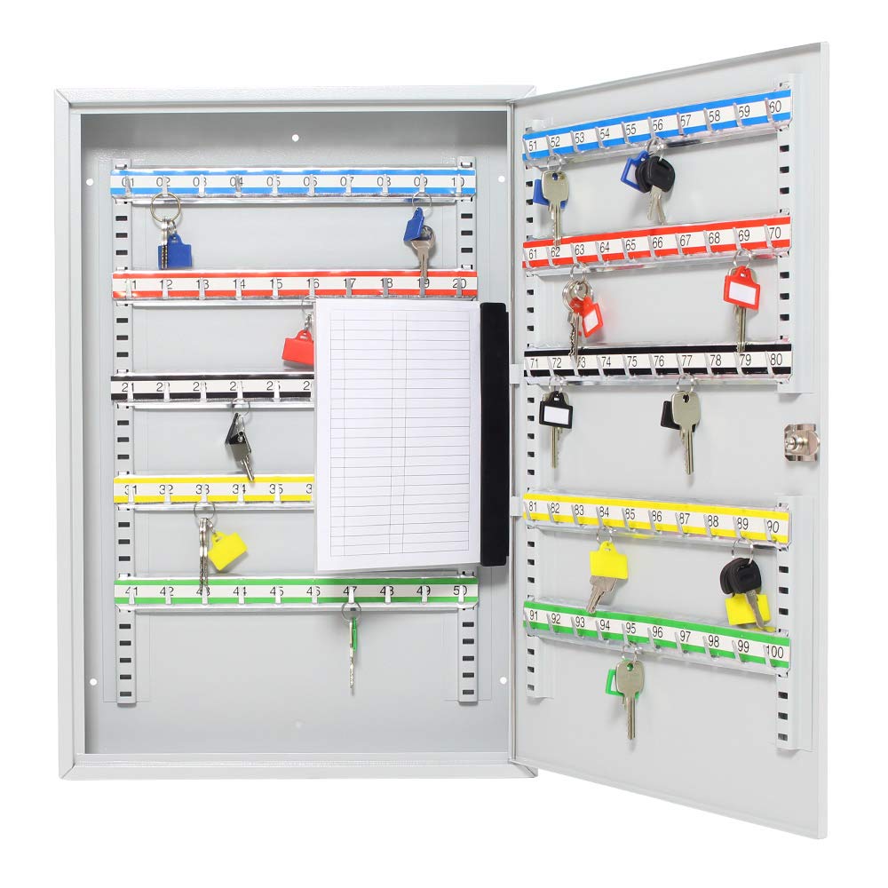 Rottner 1508 S100 Armoire à clés avec Crochets réglables pour 100 clés Gris Clair