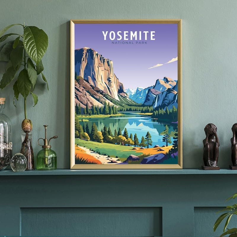 Miniatura 3 de Póster del Parque Nacional de Yosemite, impresiones artísticas de pared de los parques nacionales de Yosemite, póster de viaje retro de California,