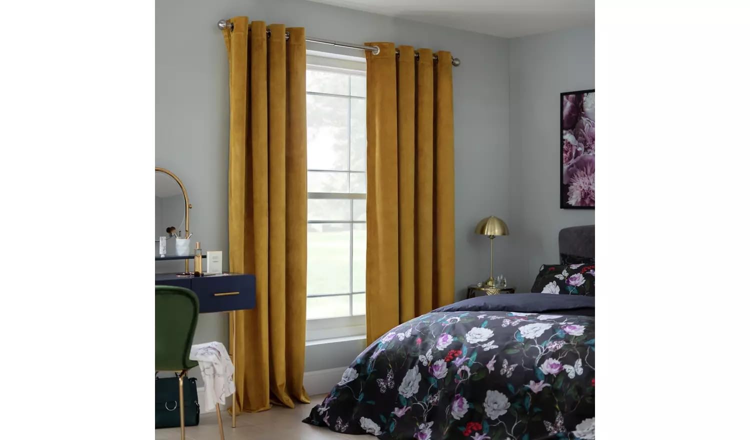SEGOY Eyelet Curtains - Mustard - 117x183cm