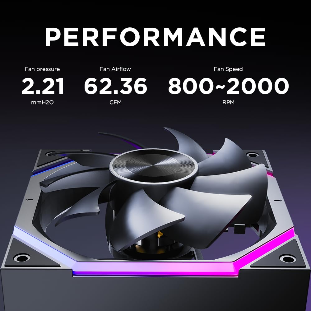 TZMRIT Build Blocks UNI FAN - Ventilateur ARGB - Design Daisy Chain - Connexion par câble - Ventilateur de boîtier PC RVB 120 mm Noir