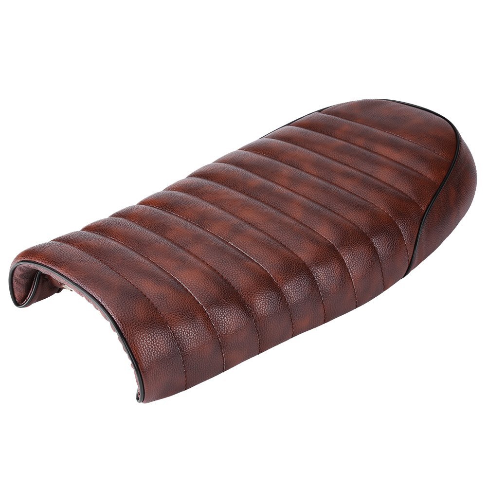 Siège de Moto en Cuir PU Vintage Cafe Racer Siège de Siège Plat Coussin de Selle