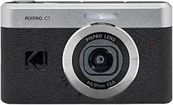 KODAK Câmera digital com zoom PIXPRO C1 – 13 MP compacta aponte e fotografe com tela flip LCD de inclinação de 2,8 polegadas 180°, design retrô vintage com zoom 4X e vídeo Full HD 1080p para viagens