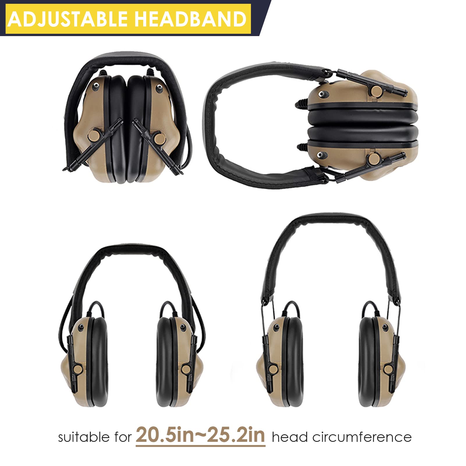 Yunseity Militär-Headset, Einziehbare Gaming-Jagdkopfhörer mit Mikrofon, ohne Geräuschunterdrückungsfunktion, für Militärfunk-Walkie-Talkie