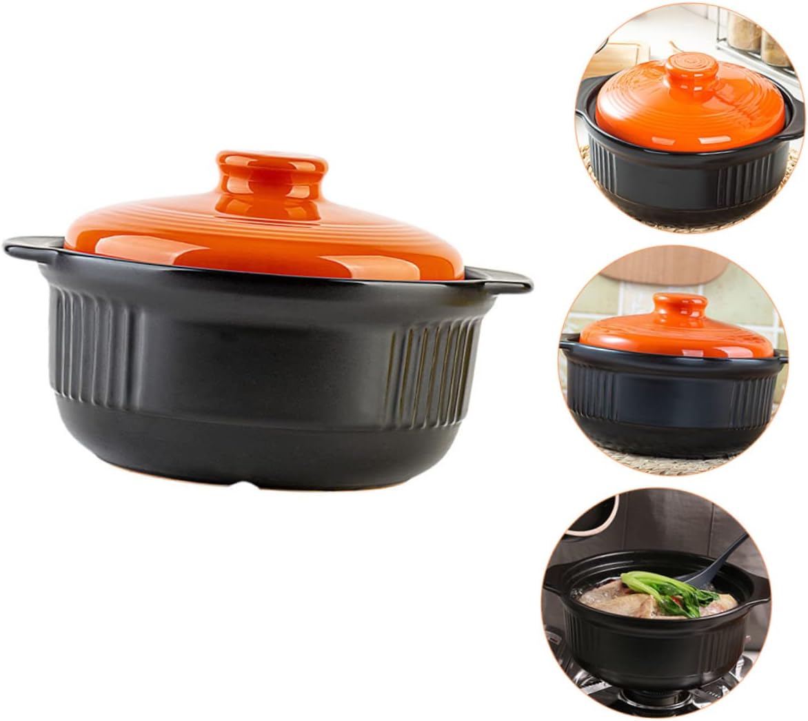 Amosfun Nonstick Casserole Pot High Temperature Cooking Pot with Steam Vent Lid Versatile Kitchen Cookware for Soup Noodles and Braised Dishes for Cooking