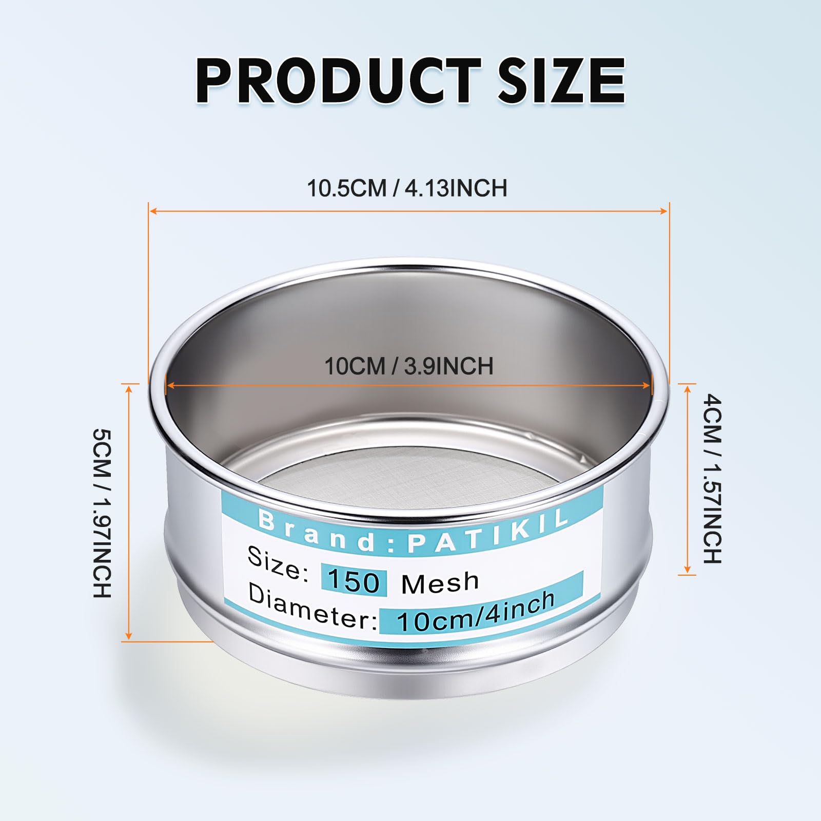 PATIKIL Tamis De Laboratoire 150 Mailles (0.1mm), De 3.9"(10cm) De Diamètre Toile Métallique 304 En Acier Inoxydable Tamis À Mailles Fines Pour Industriel Laboratoire À Sec Écrans De Hash