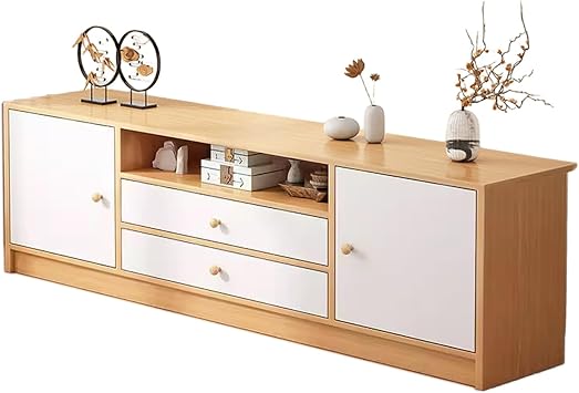 Tv Stand with Drawers for Living Room Thickened Artificial Board Entertainment Center Spacious Countertop Categorized Storage Higher Design Reserve Skirting White 140x29x54cm