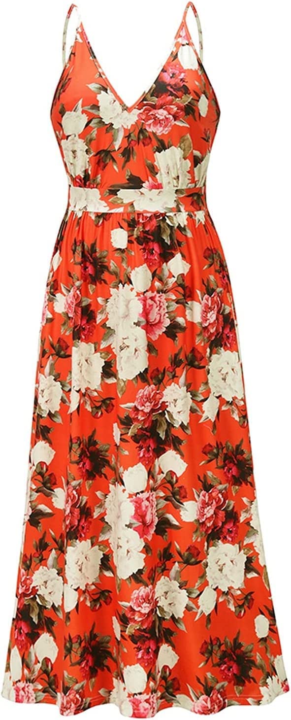 Verstellbarer Ersatz-Schultergurt, Handtaschenträger, Kleider, Strandkleid for Teenager-Mädchen, Damen-Strand, rückenfrei, V-Ausschnitt, Spaghettiträger, Maxikleid, Sommerkleider (Farbe: Grün, Größe:
