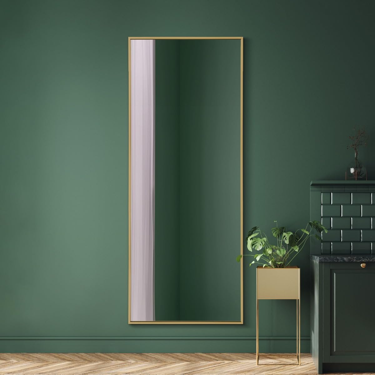 Extra Large Gold Edged Aluminium Wall Mirror 59"" X 24"" 150 X 60CM MirrorOutlet