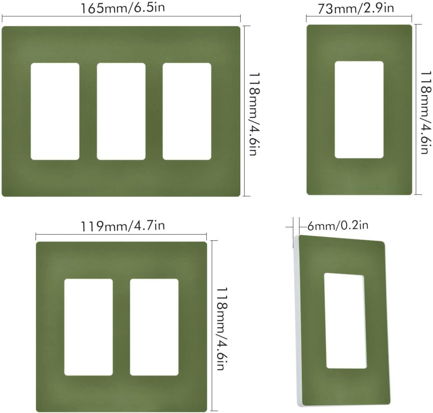 Pfrewn 1 Gang Decorator/Rocker Wallplate, Single Rocker Decorator Switch Cover, Light Switch Outlet Cover Decorative Wall Plate, Standard Size 4.6" x 2.9", Gloss, Dark Olive Green