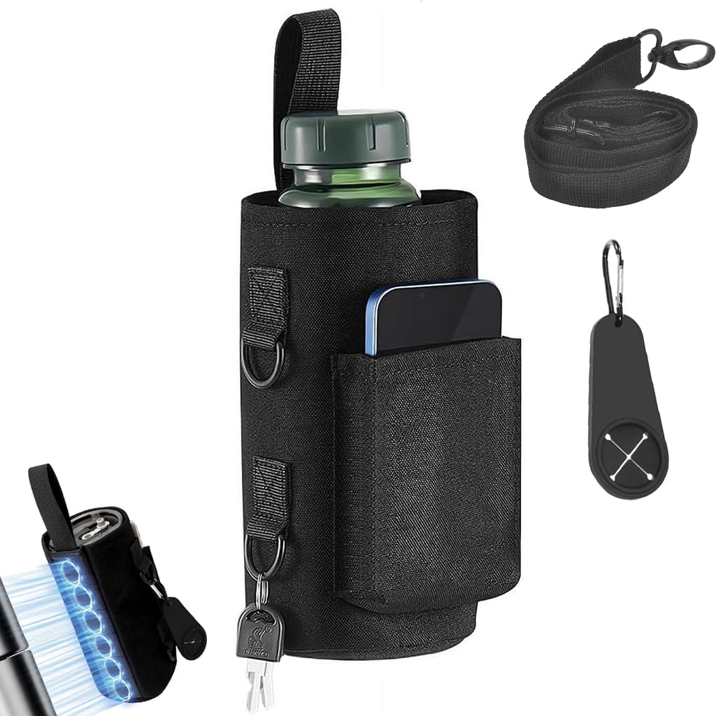 Proberos® Water Bottle Holder for Gym Equipment – Strong Magnet Bottle Carrier with Front Pocket & Towel Hook,Waterproof Heavy Duty Bag for Squat Rack,Workout 40 oz (Black)-Black-picture-47