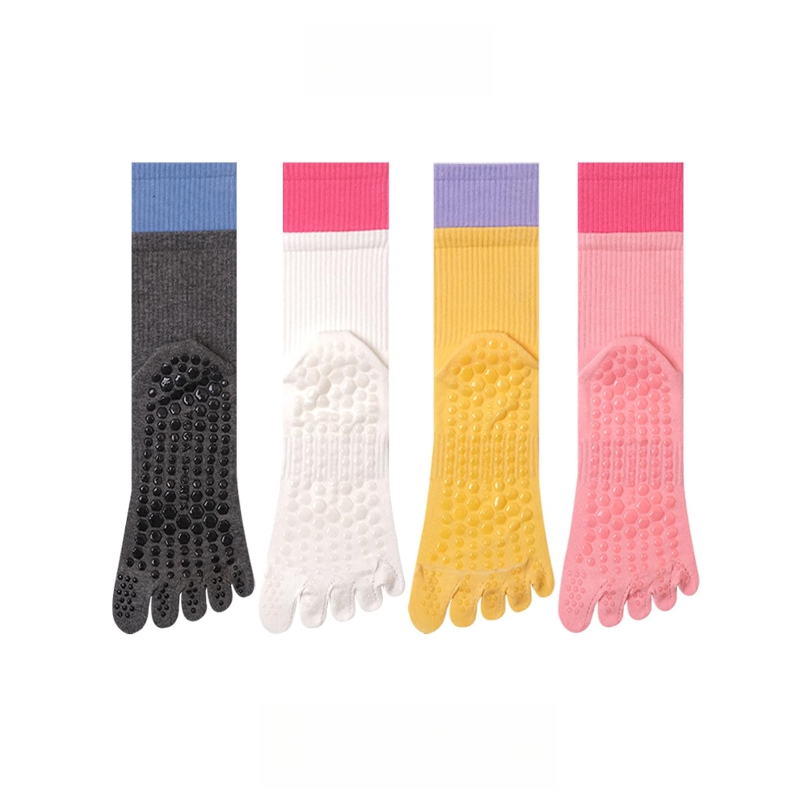 svlftecon Unisex Yoga Pilates Socks with Grips Non Slip Full Toe Crew Socks Series 9