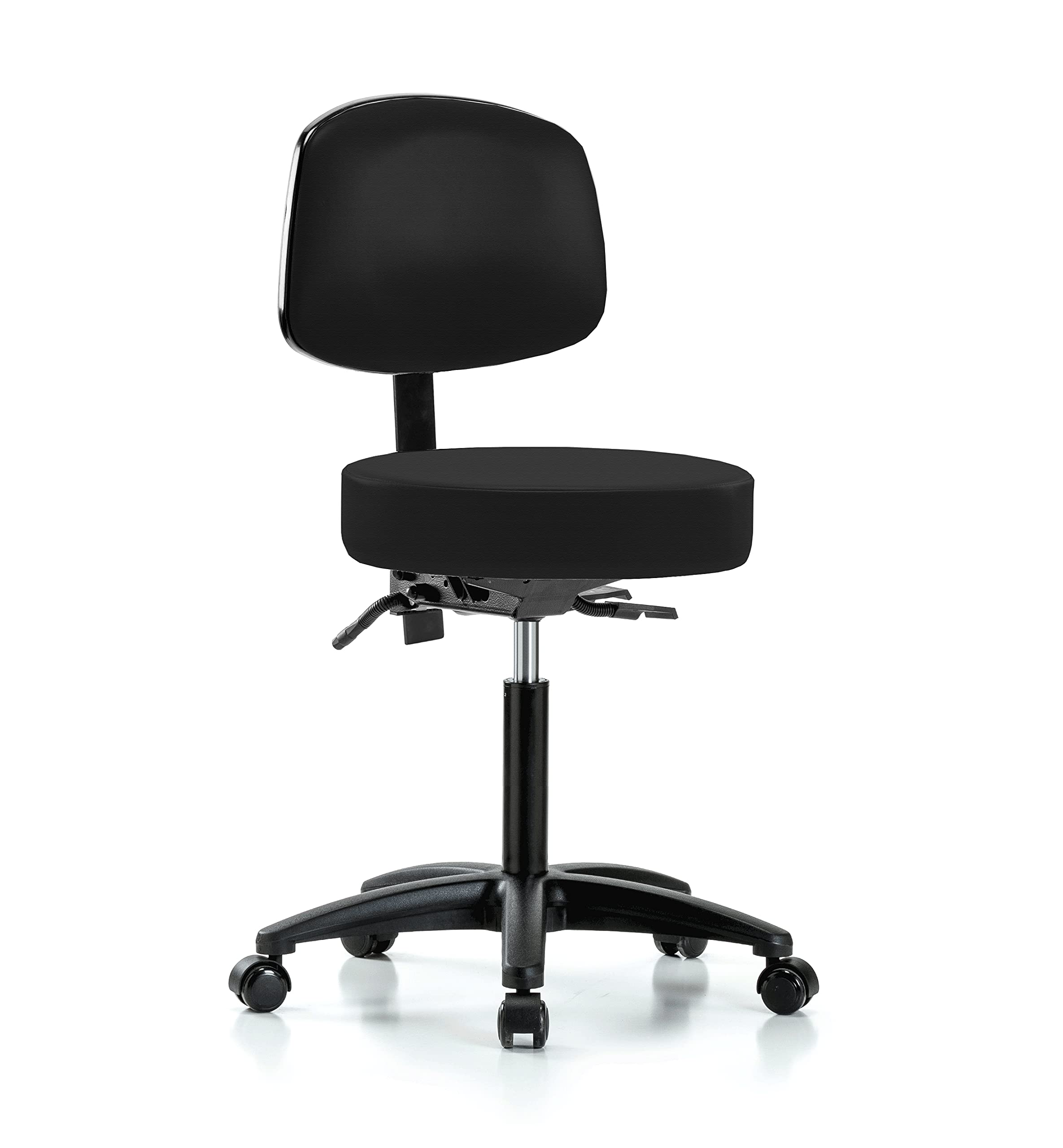 Perch Exam Stool, Casters, 20.75-28.75", Black Fabric