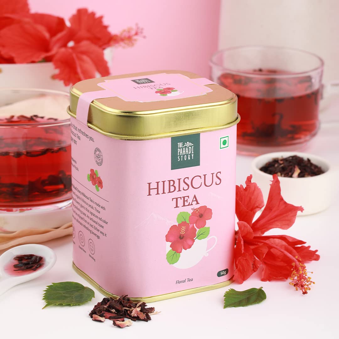 The Pahadi Story Hibiscus Flower Tea 50gm Perfect Iced Tea for Summer Naturally Dried