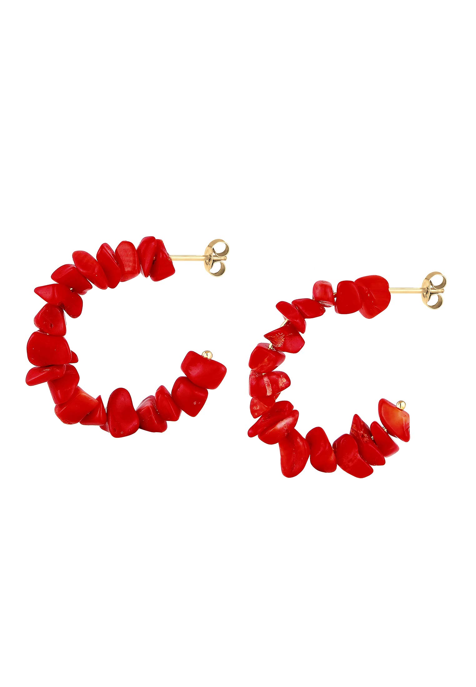 Elli Ohrringe Damen Creolen Rot Koralle Beads 925 Silber
