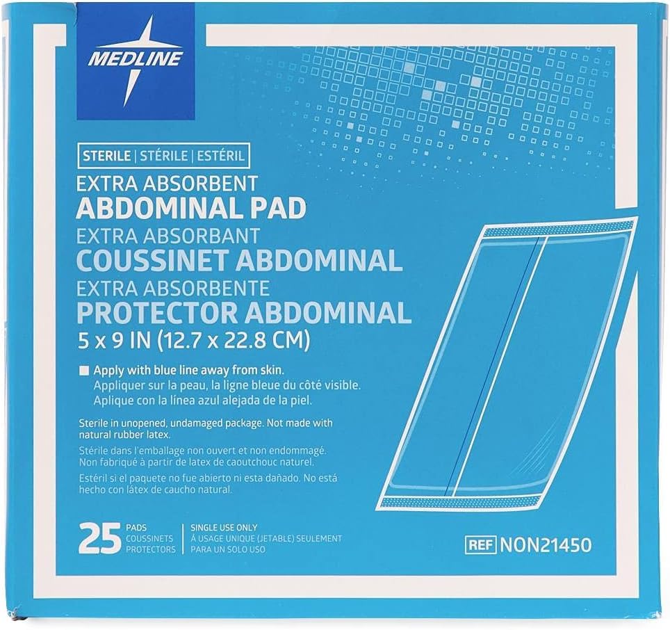 Medline Sterile Abdominal Pad NON21450H 5 inch x 9 inch 25 Count Pack of 4 product thumbnail 8
