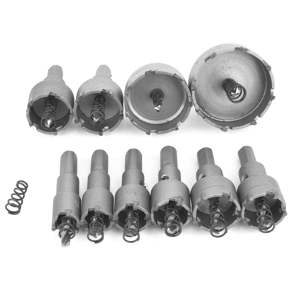 Stainless Steel Drill Bit Hole Saw Set, TCT Metal Hole Saw Kit Hole Saw Cutter Metal Cutter Opener Cutting Tool Hole Saw Set TCT Hole Saw with 10 Kinds of Sizes for Metal Alloy