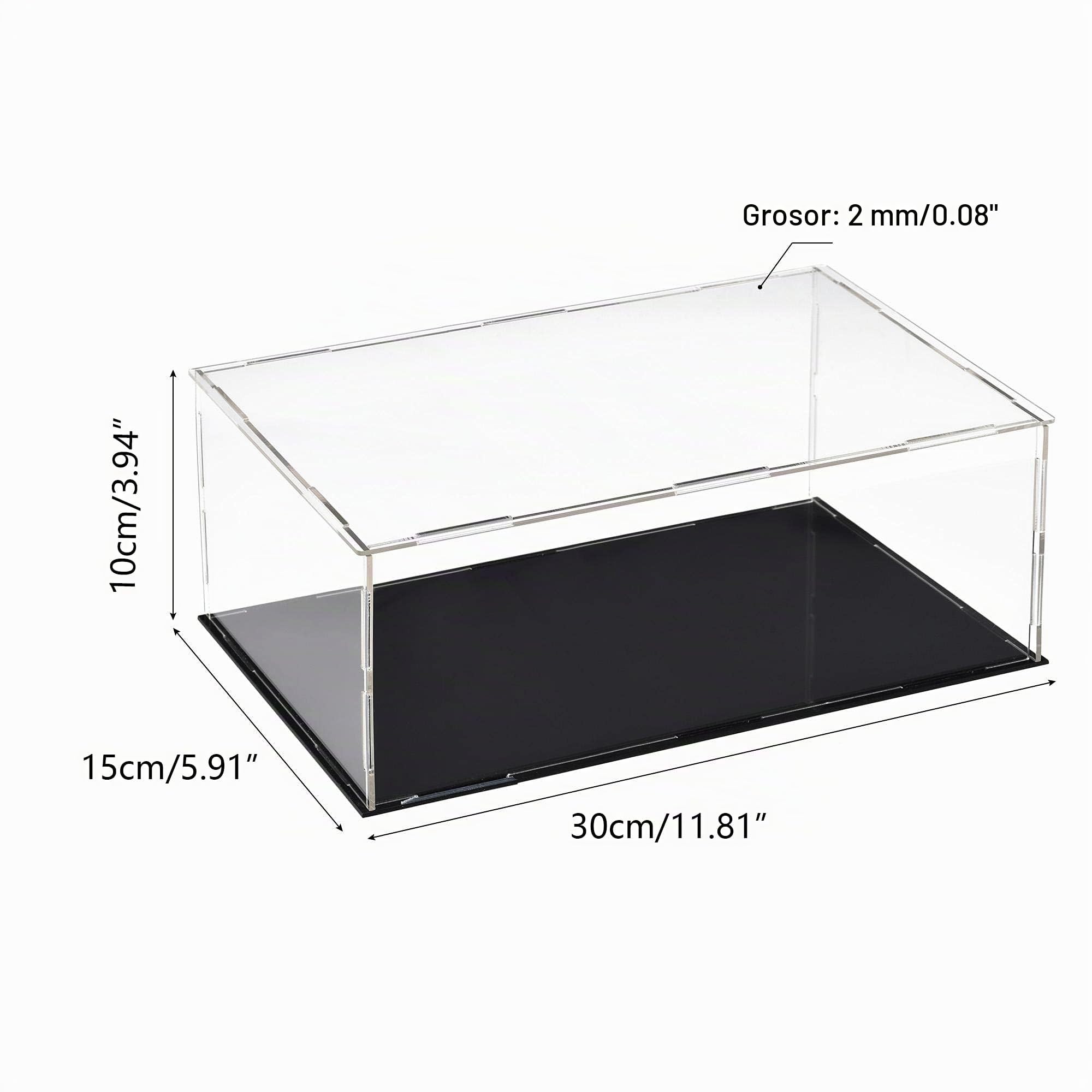 TOP-VIGOR Vitrina Transparente De Acrílico – 30 x 15 x 10cm Caja De Protección Antipolvo para Montar – Cubo Expositor para Figuras Juguetes Objetos De Colección Almacenamiento En Casa