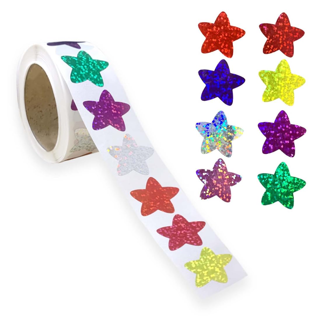500 pegatinas de estrellas, pegatinas de estrellas con purpurina, pegatinas de recompensa para niños para álbumes de recortes, tarjetas de felicitación, regalos, decoraciones artesanales, 1 rollo