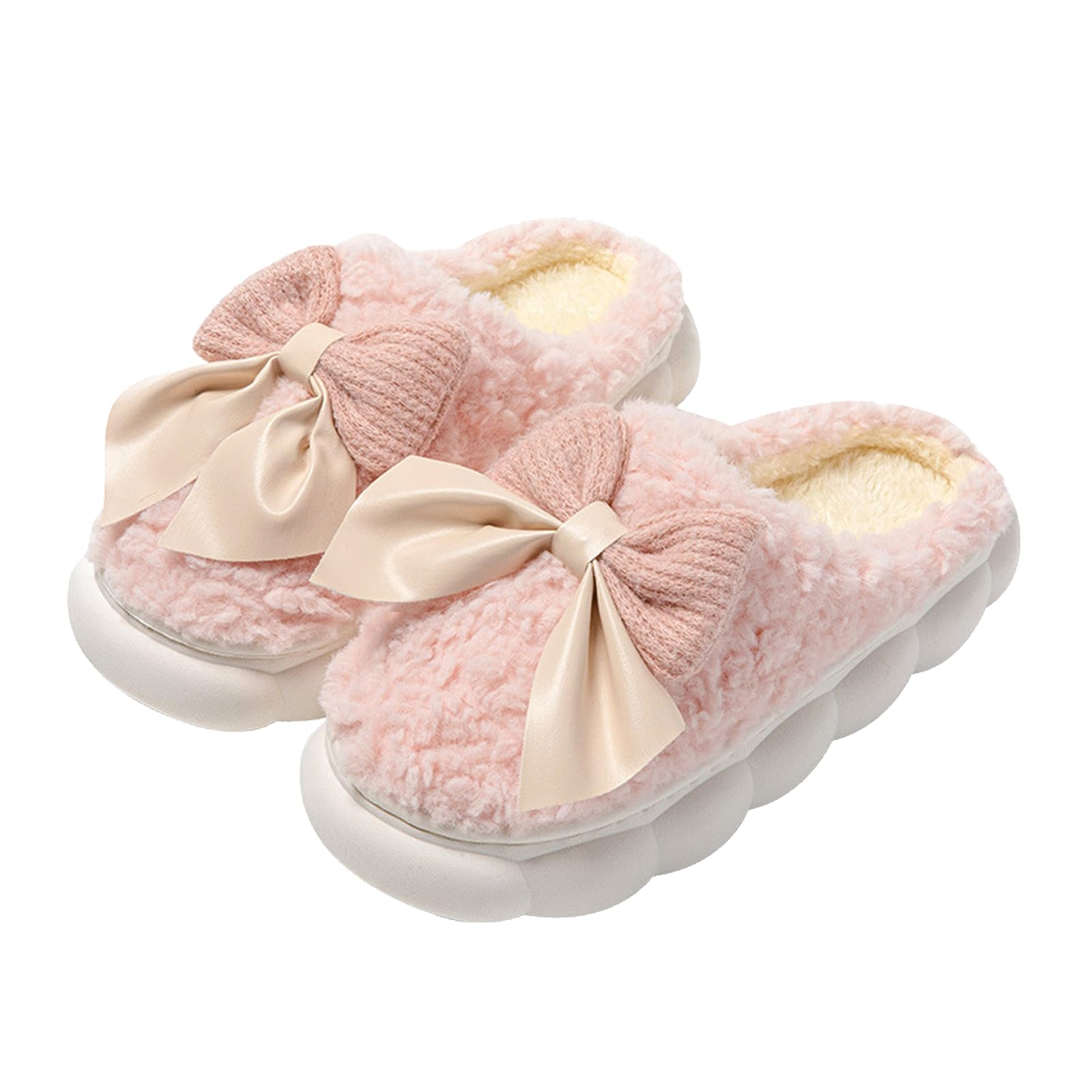 Cute Bow Slippers Slippers For Women Men Cozy House Slippers Memory Foam Slippers Plush Bedroom Indoor Outdoor Shoes