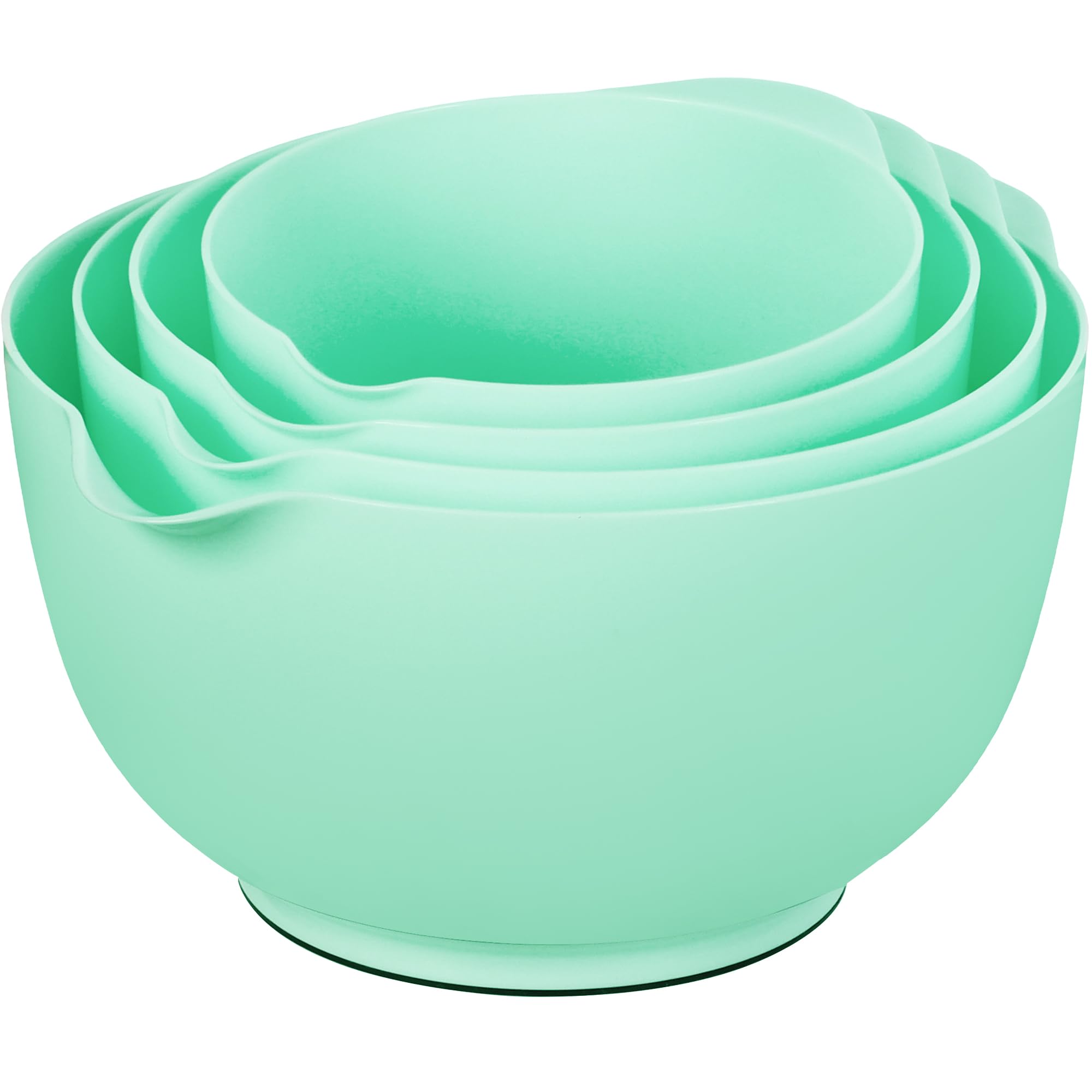 BoxedHome Nesting Plastic Mixing Bowl Set, 4 Piece Mixing Bowl Set with Pour Spouts, Size 1.7, 2.5, 3.5 and 4.5qt, for Prepping, Mixing, Baking,