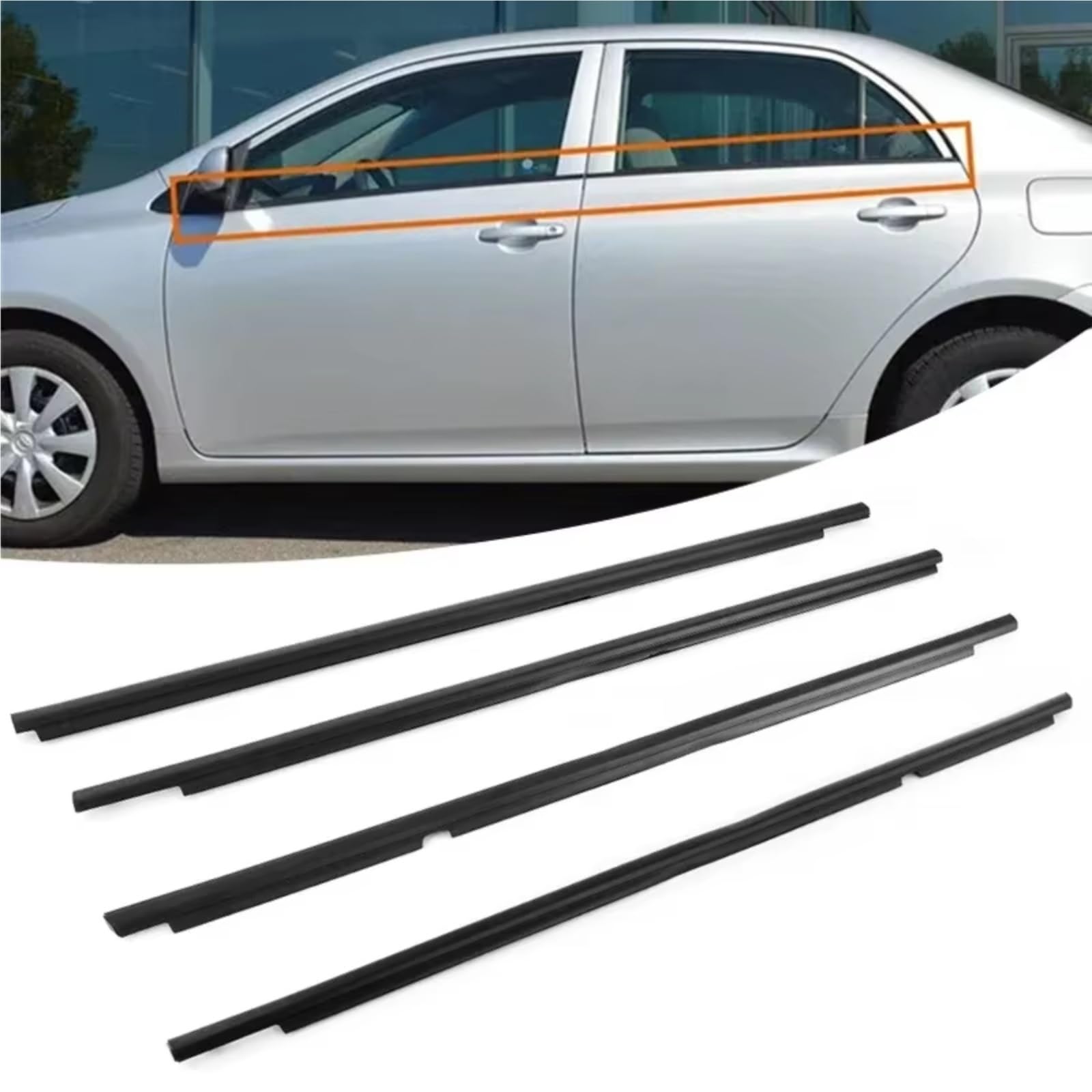 Guarnizione Per Finestrini Auto Per Toyota Per Corolla 2009-2012 | Guarnizione per finestrino Nastro sigillante per tettuccio apribile con striscia di vetro sigillato per finestrini laterali