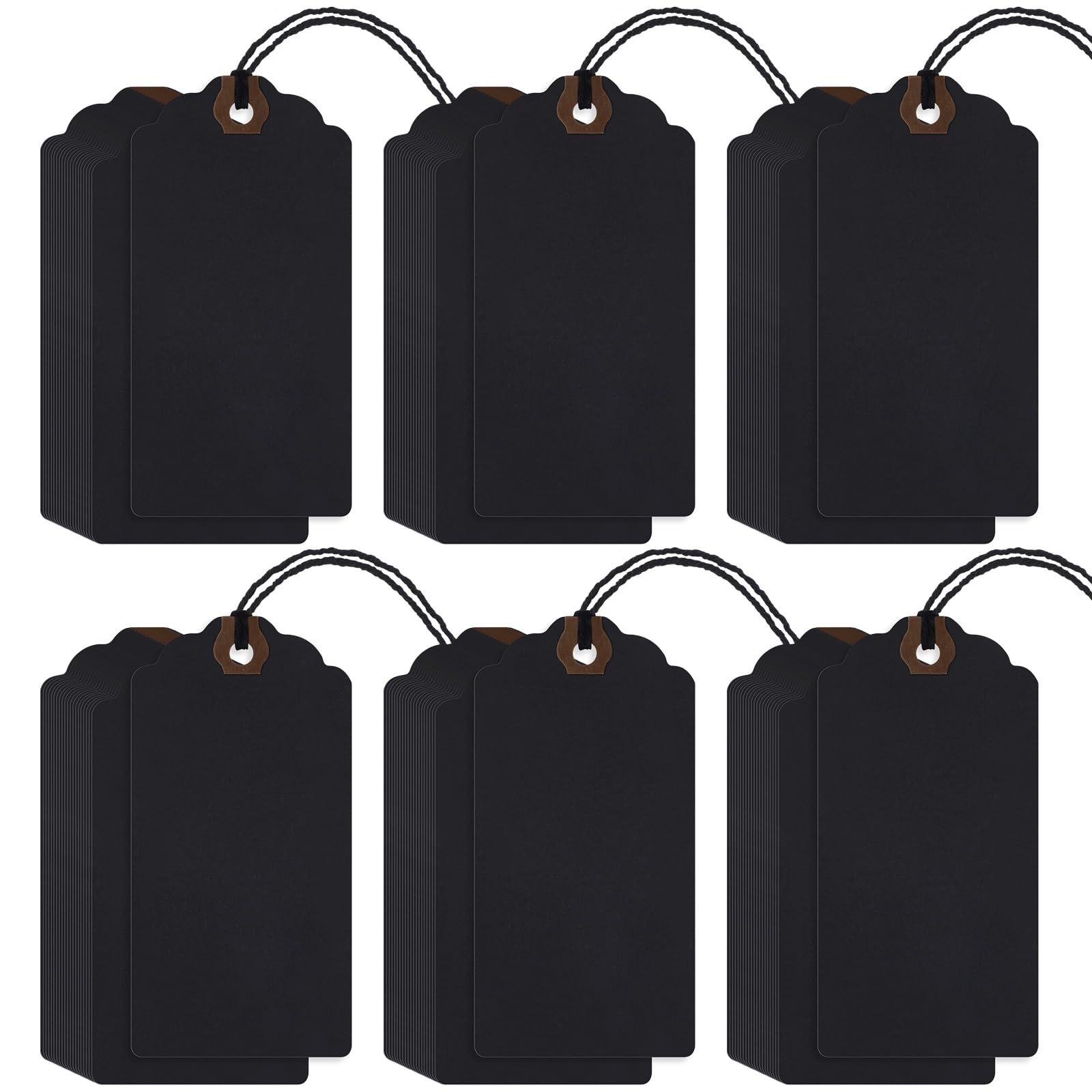 Outus 60 Pcs 4 3/4-in x 2 3/8-in Blank Large Paper Gift Tags with String and Reinforced Eyelet Wire Writable Price Tags Shipping Labels Inventory