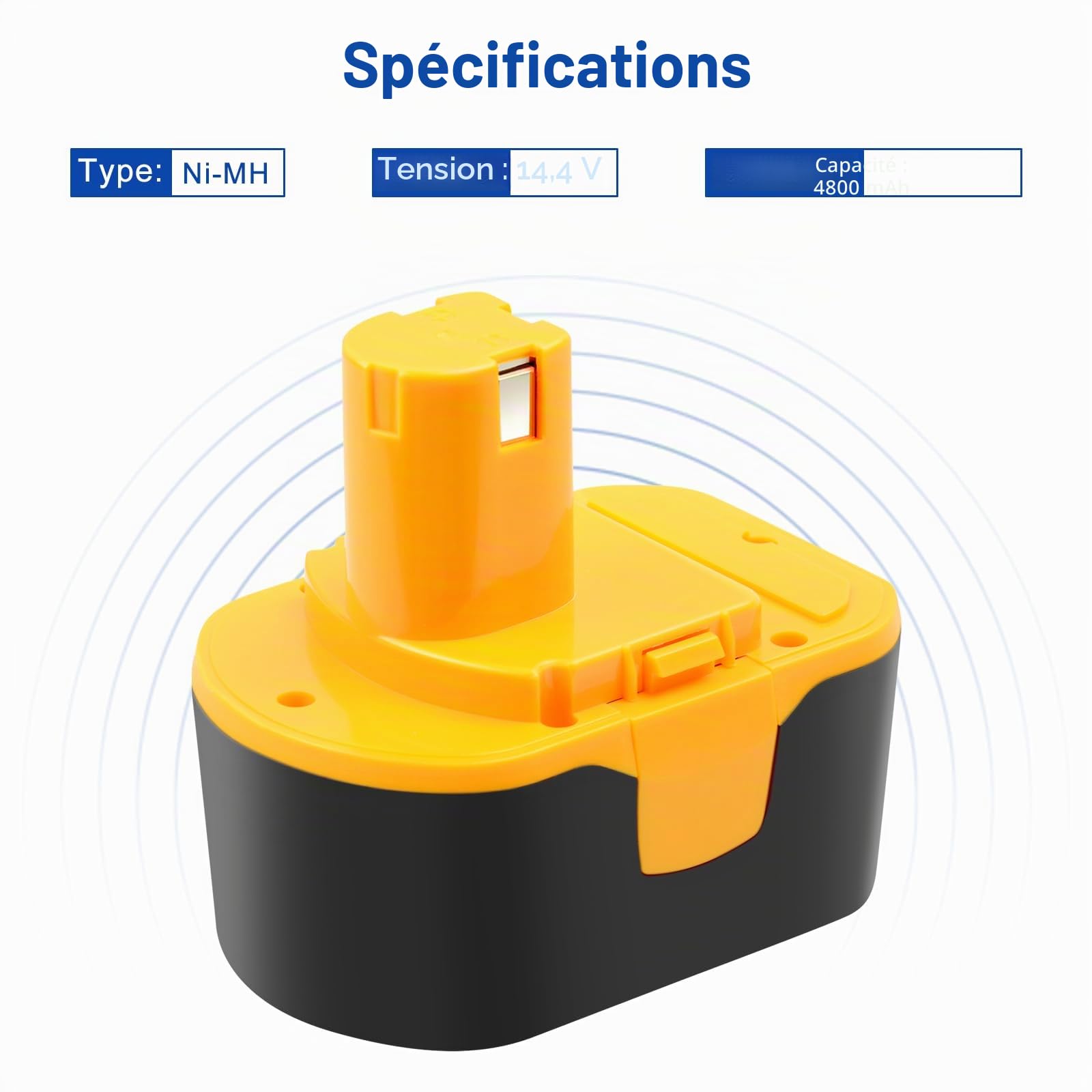 Batterie Ni-MH de rechange 14,4 V 4800 mAh pour Ryobi BPP-1415 BPP-1413 BPP-1417 BPP-1420 B-1415-S B-1442T 1311166 1400656 130224010